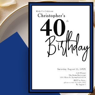 Convite de Aniversário de 40 anos Moderno Elegante