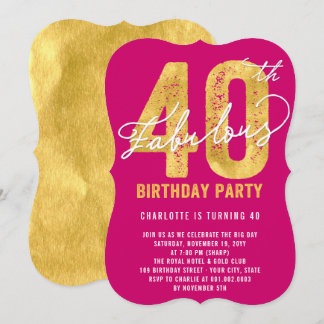 Convite de Aniversário de 40 Anos Ouro e Fabuloso