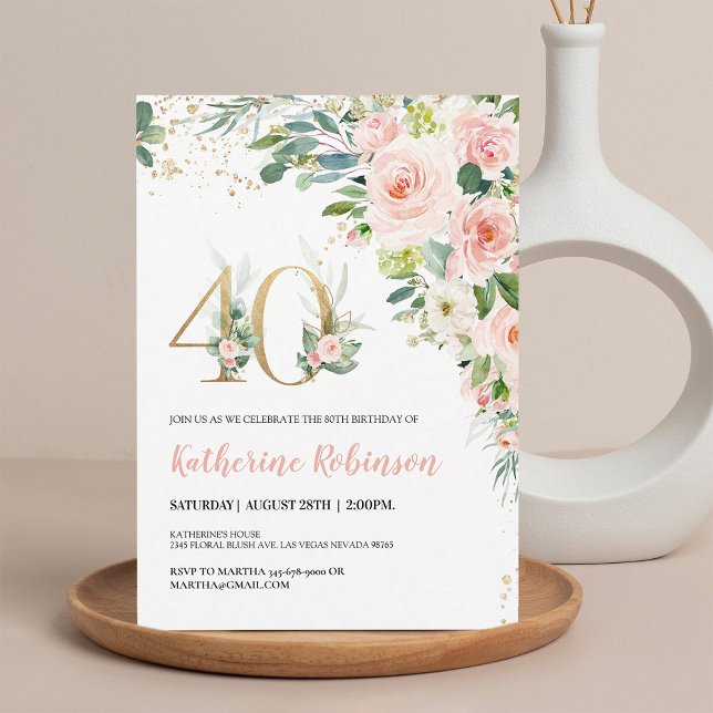 Convite de Aniversário de 40 Anos para Ela com Tem (Criador carregado)