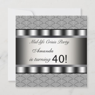 Convite de Aniversário de 40 anos Preto