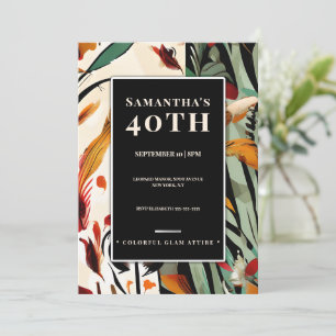 Convite de Aniversário de 40 anos Tropical Glam Co