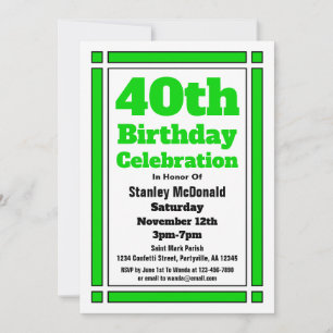Convite de Aniversário de 40 anos Verde