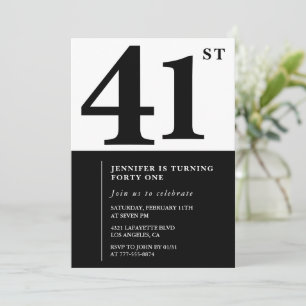 Convite de aniversário de 41 anos elegante para mu