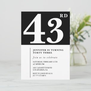 Convite de aniversário de 43 anos feminino Elegant