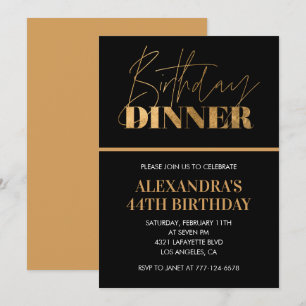 Convite de Aniversário de 44 anos Black Gold Janta