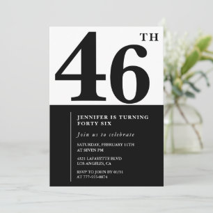 Convite de aniversário de 46 anos elegante para mu
