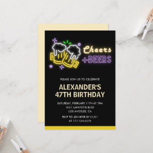 Convite de aniversário de 47 anos Black Cheers Bee