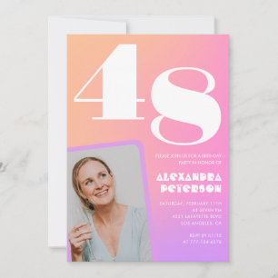 Convite de aniversário de 48 anos com gradiente ro