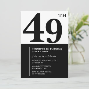 Convite de aniversário de 49 anos elegante para mu