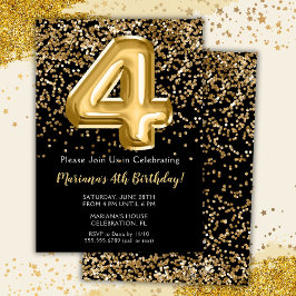 Convite de Aniversário de 4 anos da Menina Black G
