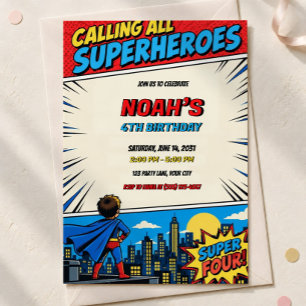 Convite de Aniversário de 4 anos de Super-Herói, S