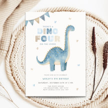 Convite de Aniversário de 4 anos do Dino Four para