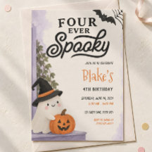 Convite de Aniversário de 4 anos Four Ever Spooky