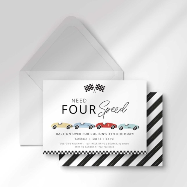 Convite de Aniversário de 4 anos Need Four Speed (Criador carregado)