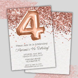 Convite de Aniversário de 4 anos Rose Gold