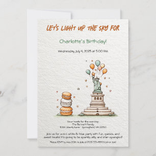 Convite de Aniversário de 4 de Julho – Cute Libert