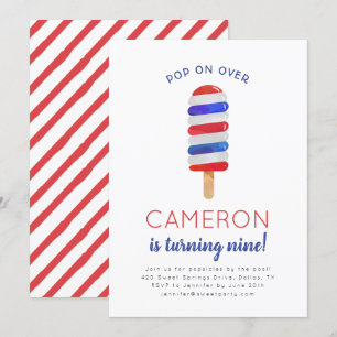 Convite de aniversário de 4 de julho Popsicle