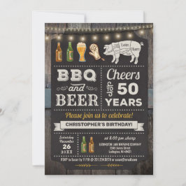 Convite de aniversário de 50° aniversário de churr