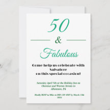 Convite de Aniversário de 50 anos 50 & Fabuloso