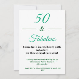 Convite de Aniversário de 50 anos 50 & Fabuloso