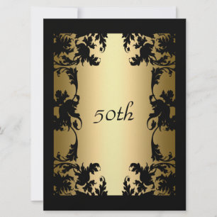 Convite de Aniversário de 50 anos Black Lace Preto