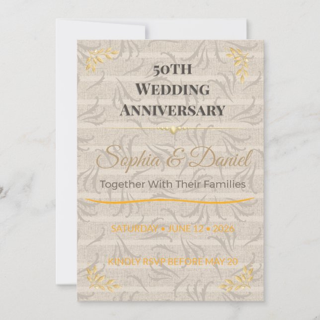 Convite de Aniversário de 50 Anos | Celebração Ele (Frente)