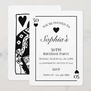 Convite de Aniversário de 50 anos com Cartas de Co