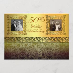 convite de aniversário de 50 anos com duas fotos r