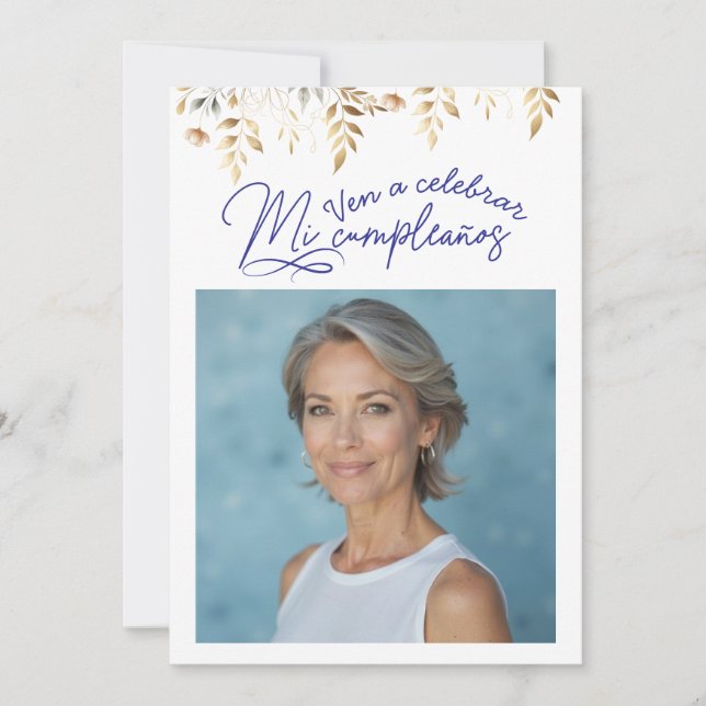 Convite de aniversário de 50 anos com foto (Frente)