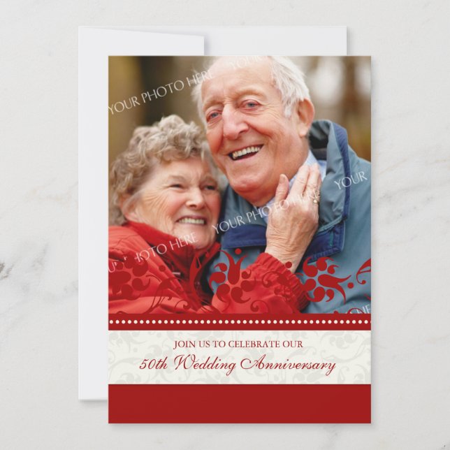 Convite de Aniversário de 50 anos com Foto Floral  (Frente)