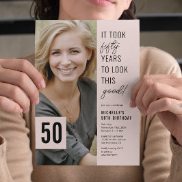 Convite de Aniversário de 50 Anos com Foto Moderno