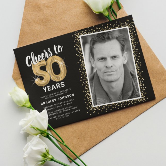 Convite de Aniversário de 50 Anos com Foto 'Saúde  (Criador carregado)