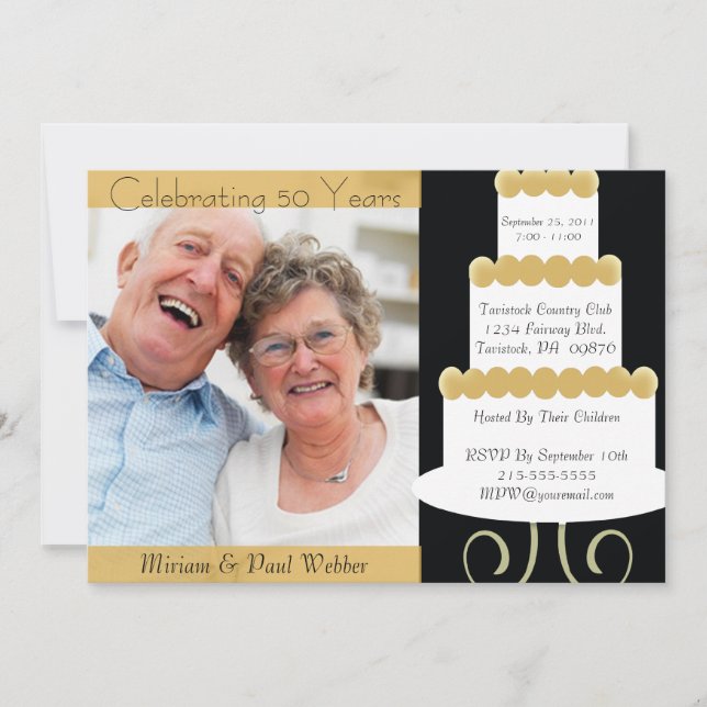 Convite de Aniversário de 50 Anos com Foto Única (Frente)