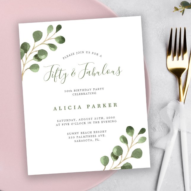Convite de aniversário de 50 anos com orçamento el (Criador carregado)