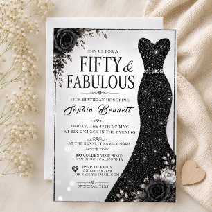 Convite de Aniversário de 50 anos com Vestido de B