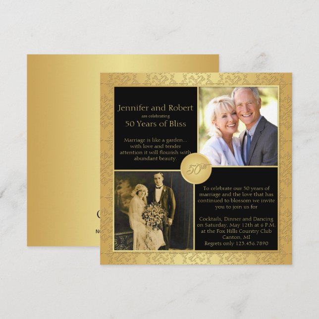 Convite de Aniversário de 50 Anos de Casamento Ele (Frente/Verso)