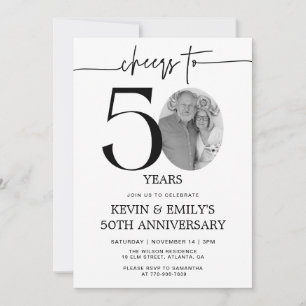 Convite de Aniversário de 50 anos de Foto Simples