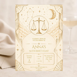 Convite de Aniversário de 50 anos de Libra   Elega