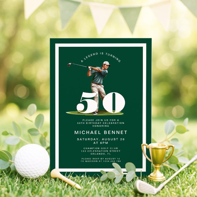 Convite de Aniversário de 50 anos do Green Golf (Green Golf 50th Birthday Invitation)