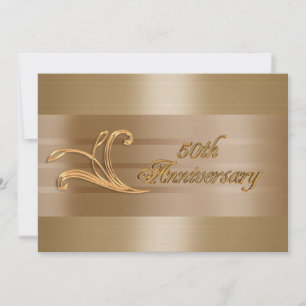 convite de aniversário de 50 anos dourado