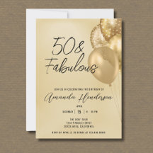 Convite de Aniversário de 50 anos Dourado e Fabulo