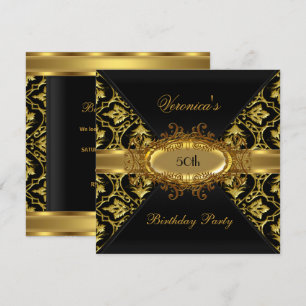 Convite de Aniversário de 50 anos Dourado Preto Da