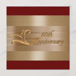 convite de aniversário de 50 anos dourado vermelho
