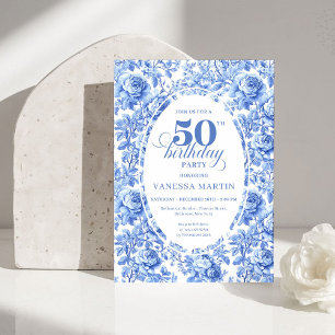 Convite de Aniversário de 50 anos Elegante Toile d