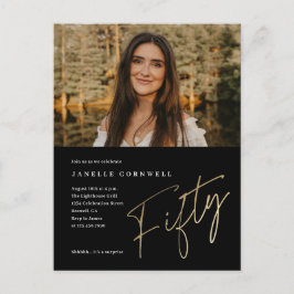 Convite de Aniversário de 50 anos em Ouro com Rótu