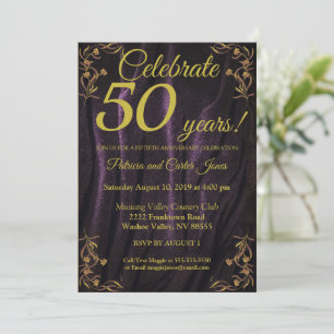 Convite de Aniversário de 50 Anos em Ouro Elegante