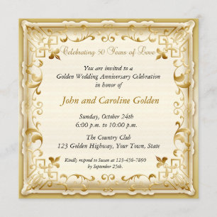 Convite de Aniversário de 50 Anos em Ouro Ornament