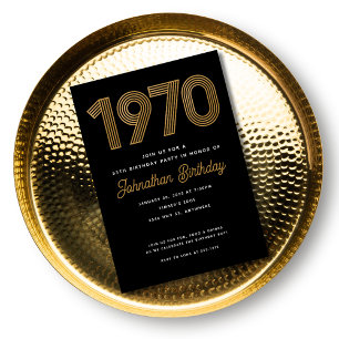 Convite de Aniversário de 50 anos em Preto e Ouro