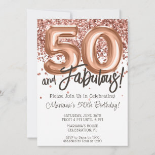 Convite de Aniversário de 50 anos em Rose Gold