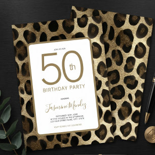 Convite de Aniversário de 50 anos Estampa de Leopa